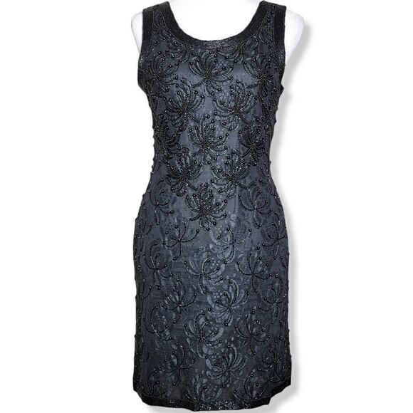 Sleeveless Bead Embellished Zipper Back Mini Dress Size Small - Picture 1 of 15